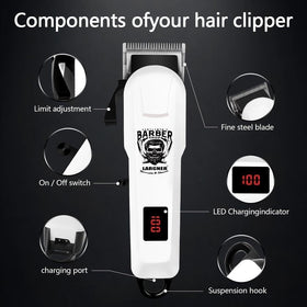 Gentlemen's BARBER SHOP LARGNER clippers bundle side view highlighting ergonomic grip
