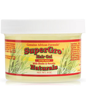 Genuine African Formula SuperGro Gel for braiding provides strong hold and neat texture.
