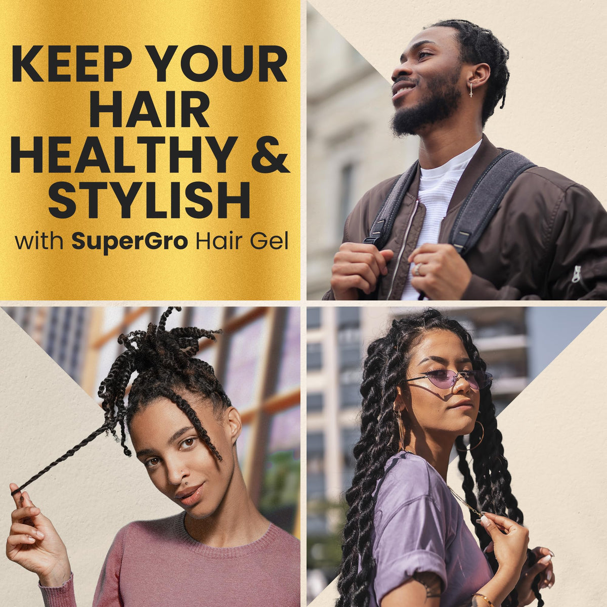 Genuine African Formula SuperGro Gel adds healthy shine with flexible hold.