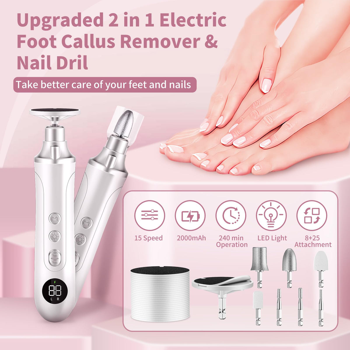 Geoff 15-speed nail drill showcases adjustable power for precise shaping.