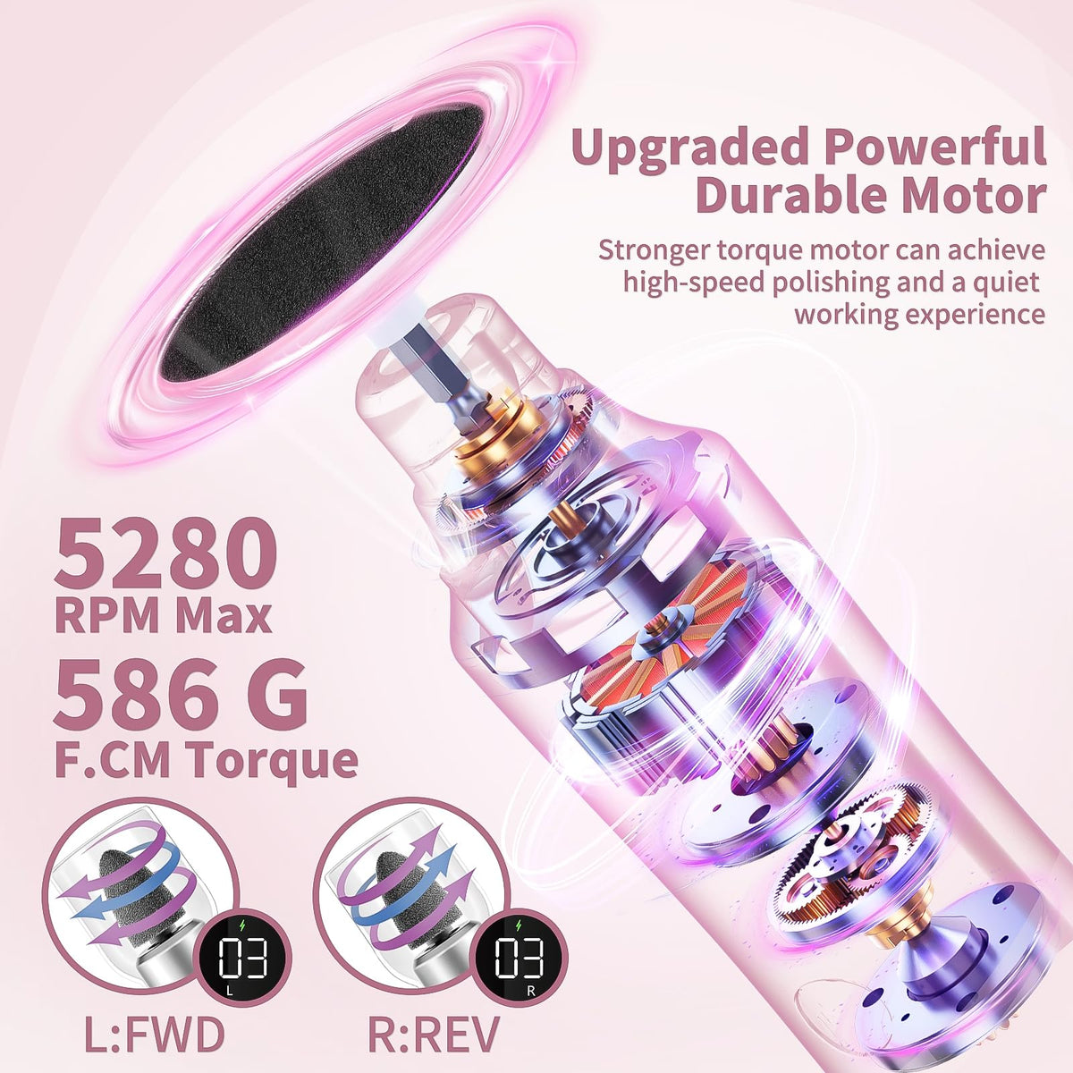 Geoff 8-bit drill attachments support cuticle care and smoothing.