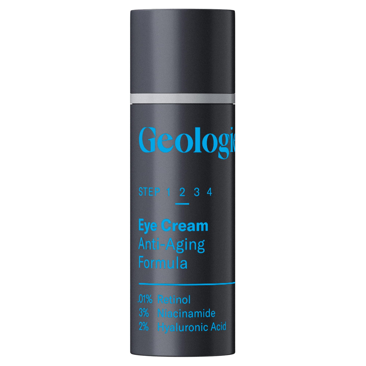 Geologie Anti-Aging Eye Cream tube packaging on a clean vanity for easy daily use.