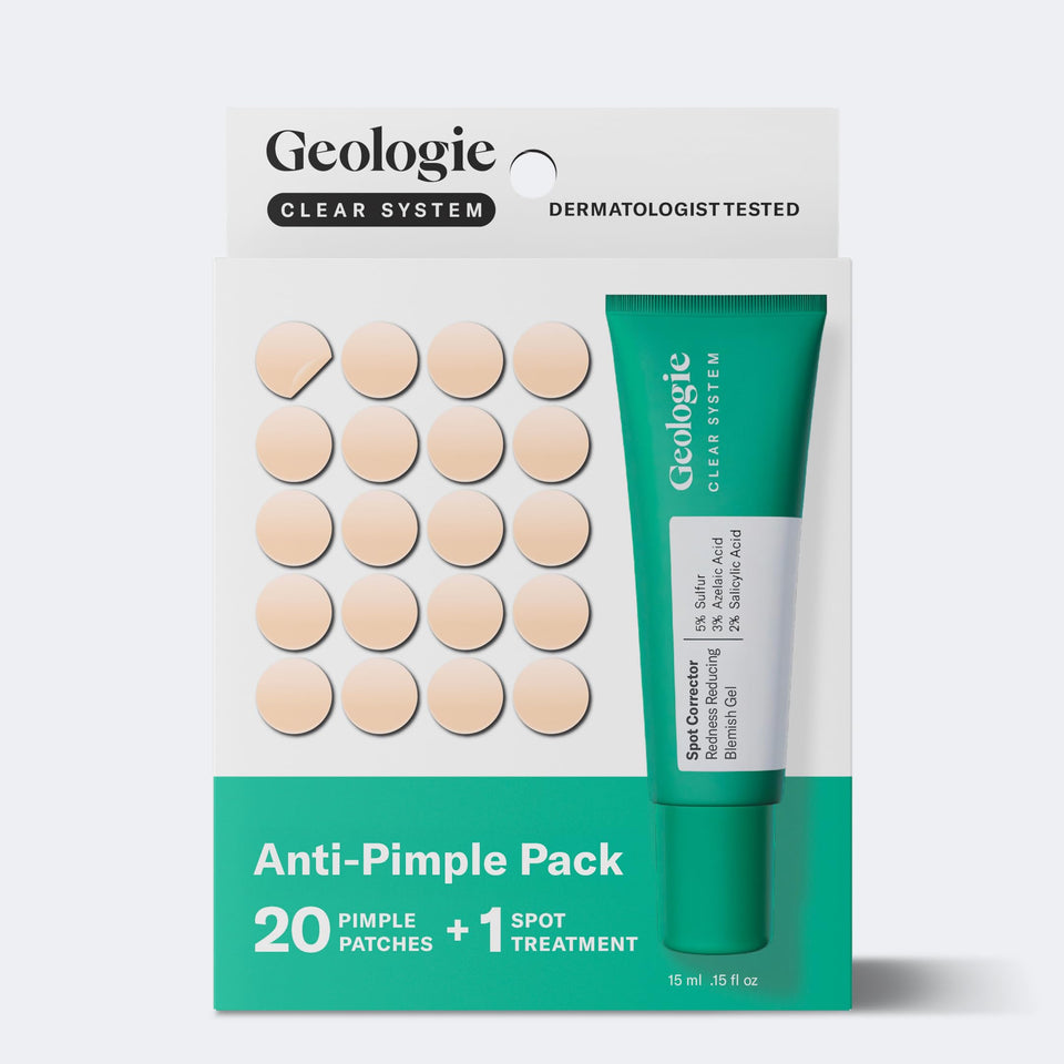 Geologie Clear System hydrocolloid patches protect blemishes and promote healing.