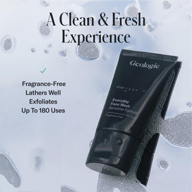 Geologie Daily Face Wash skin close up shows clean, calm complexion.