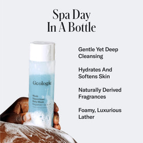 Geologie Moab Superclean foam lather delivering rich bubbles for a refreshing shower.