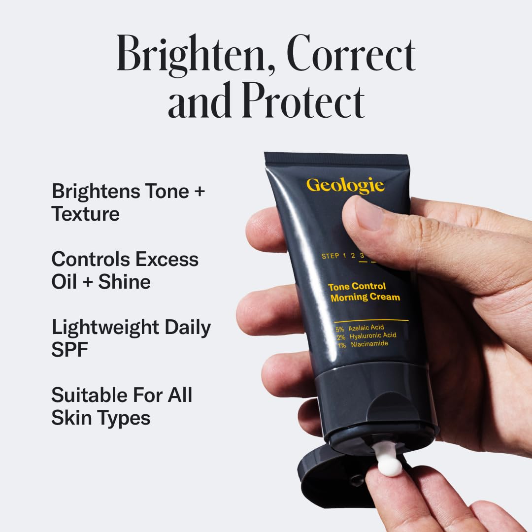 Geologie Tone Control SPF 15 application shot illustrating smooth days routine