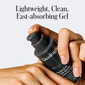 Geologie serum on face demonstrates quick absorption and refreshing feel.