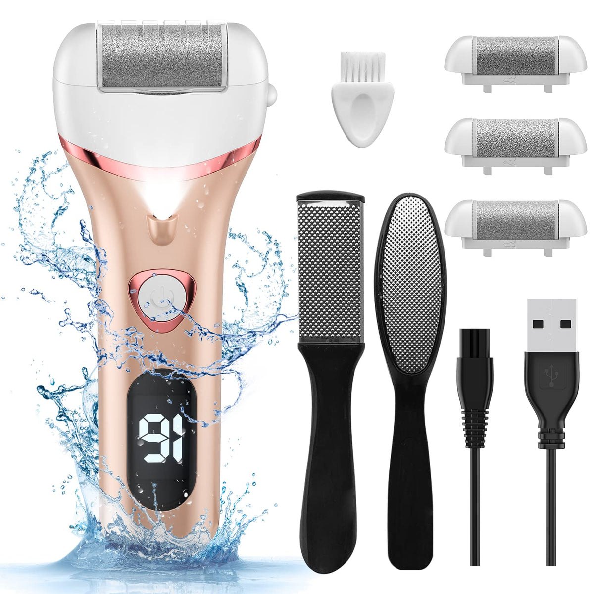 Geopu electric foot callus remover 8in1 kit for at-home spa-like pedicures
