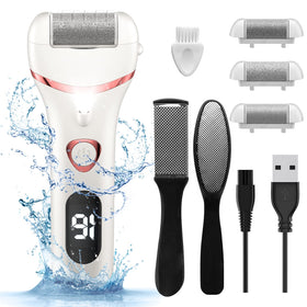 Geopu Electric Foot Callus Remover overview shows an all-in-one home pedicure kit.