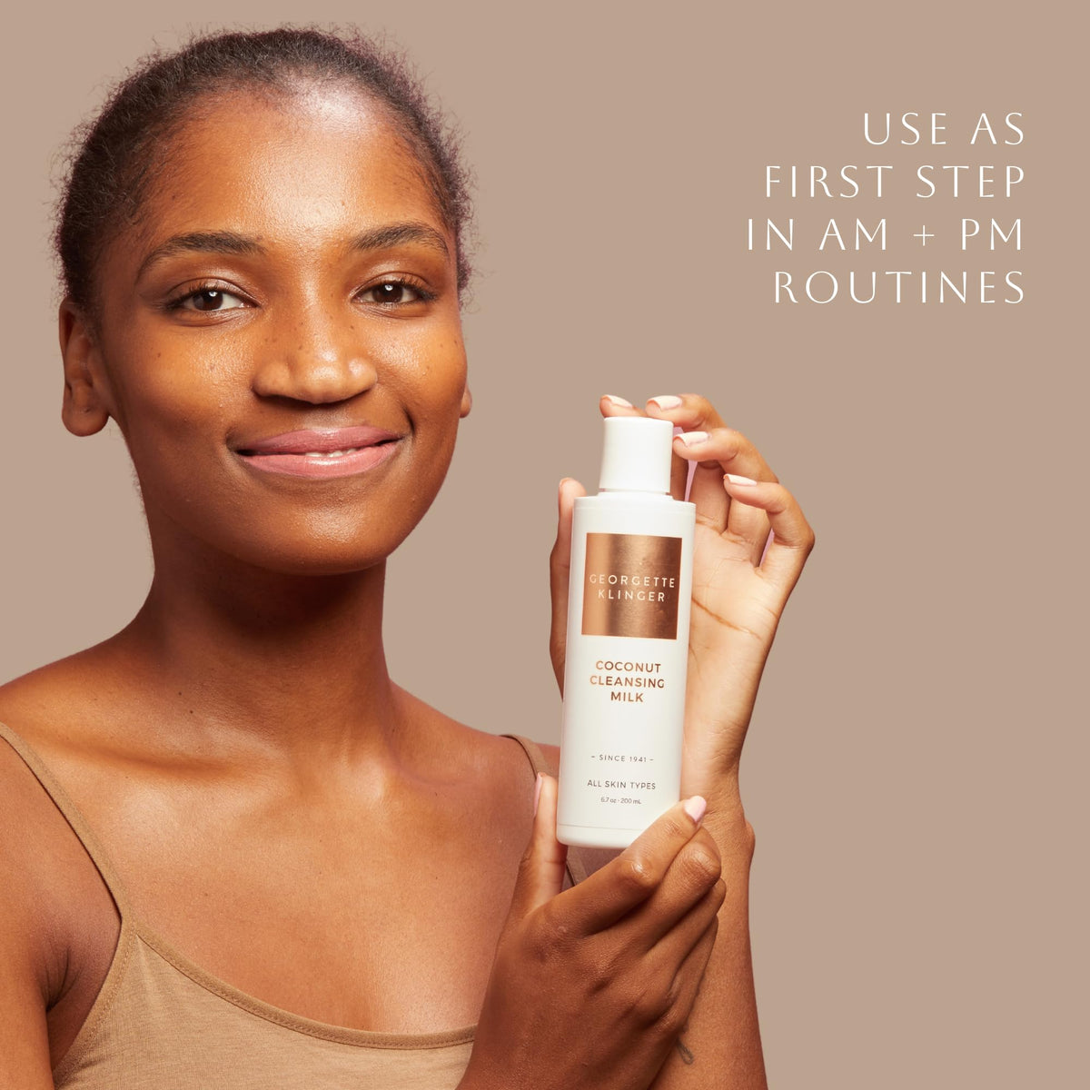 Organic vegan formula packaging of Georgette Klinger Coconut Cleansing Milk