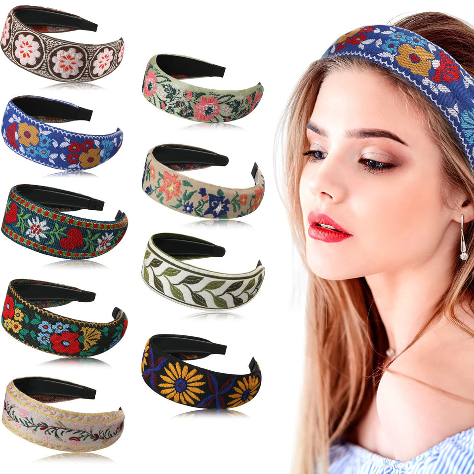 Geosar boho embroidery headband cream floral patch, casual wear option