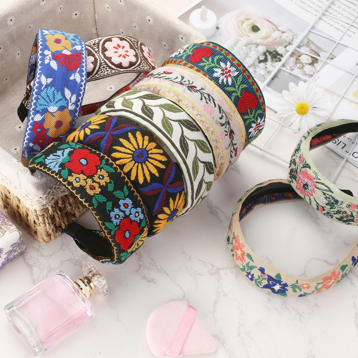 Geosar boho embroidery headband pack for women and girls with nine styles