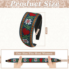Geosar boho embroidery headband pink floral patch, summer look