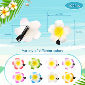 Geosar plumeria foam flower clip with non-slip grip keeps hair in place.