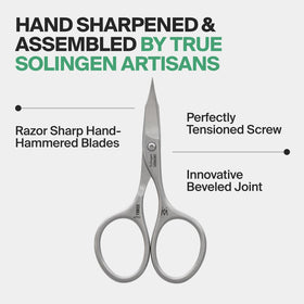 GERMANIKURE curved blade close-up shows precision edges for clean cuticle shaping.