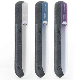 GERMANIKURE Czech crystal glass nail file 3 pack, precise shaping for natural nails