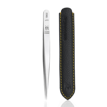 GERMANIKURE FINOX wide-grip pointed tweezers for precise grooming and splinter removal.