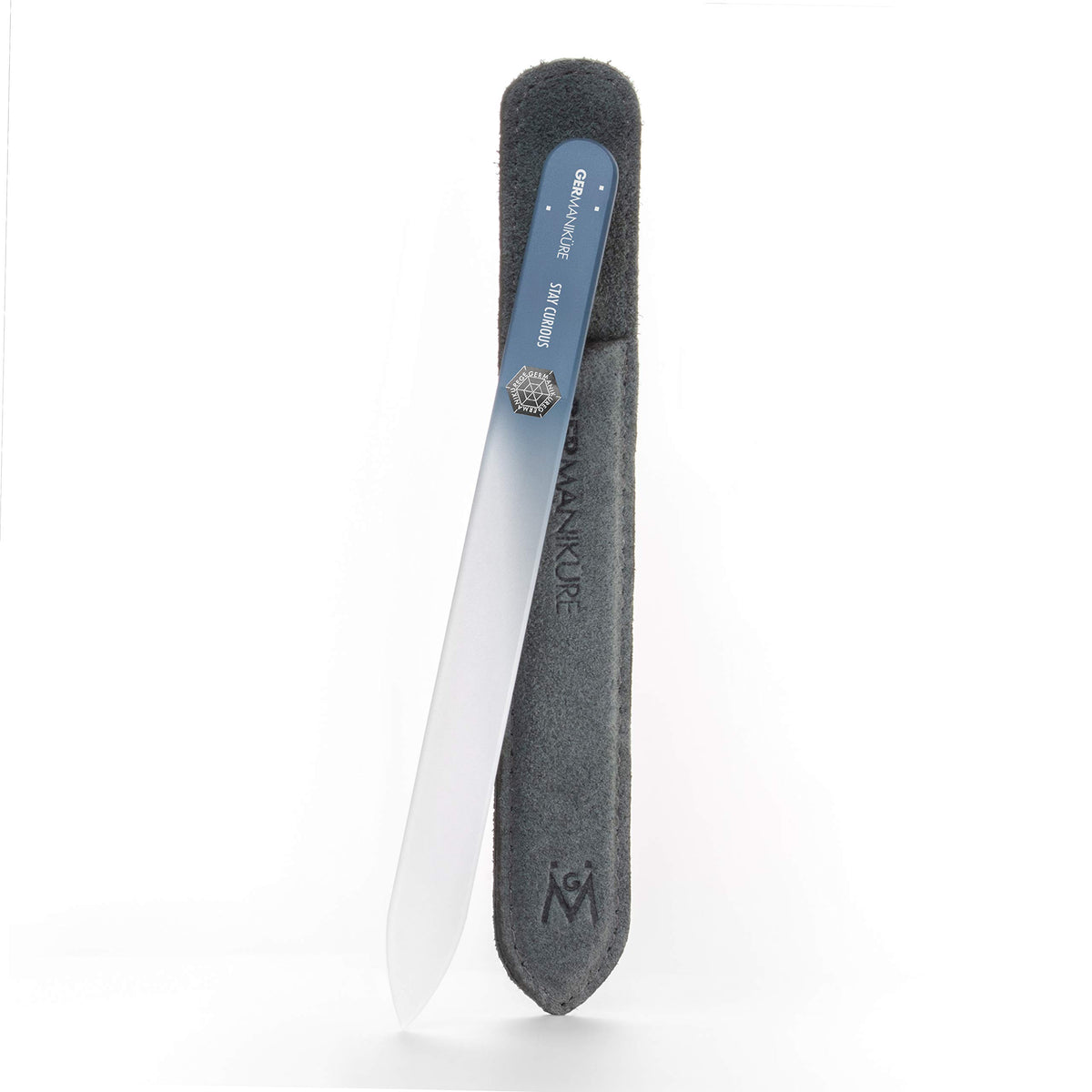 GERMANIKURE glass nail file with suede sleeve for precise shaping of natural nails