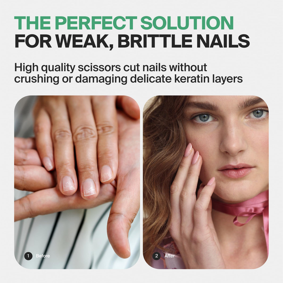 GERMANIKURE hand-using cuticle scissors demonstrates ergonomic control and salon-quality results.