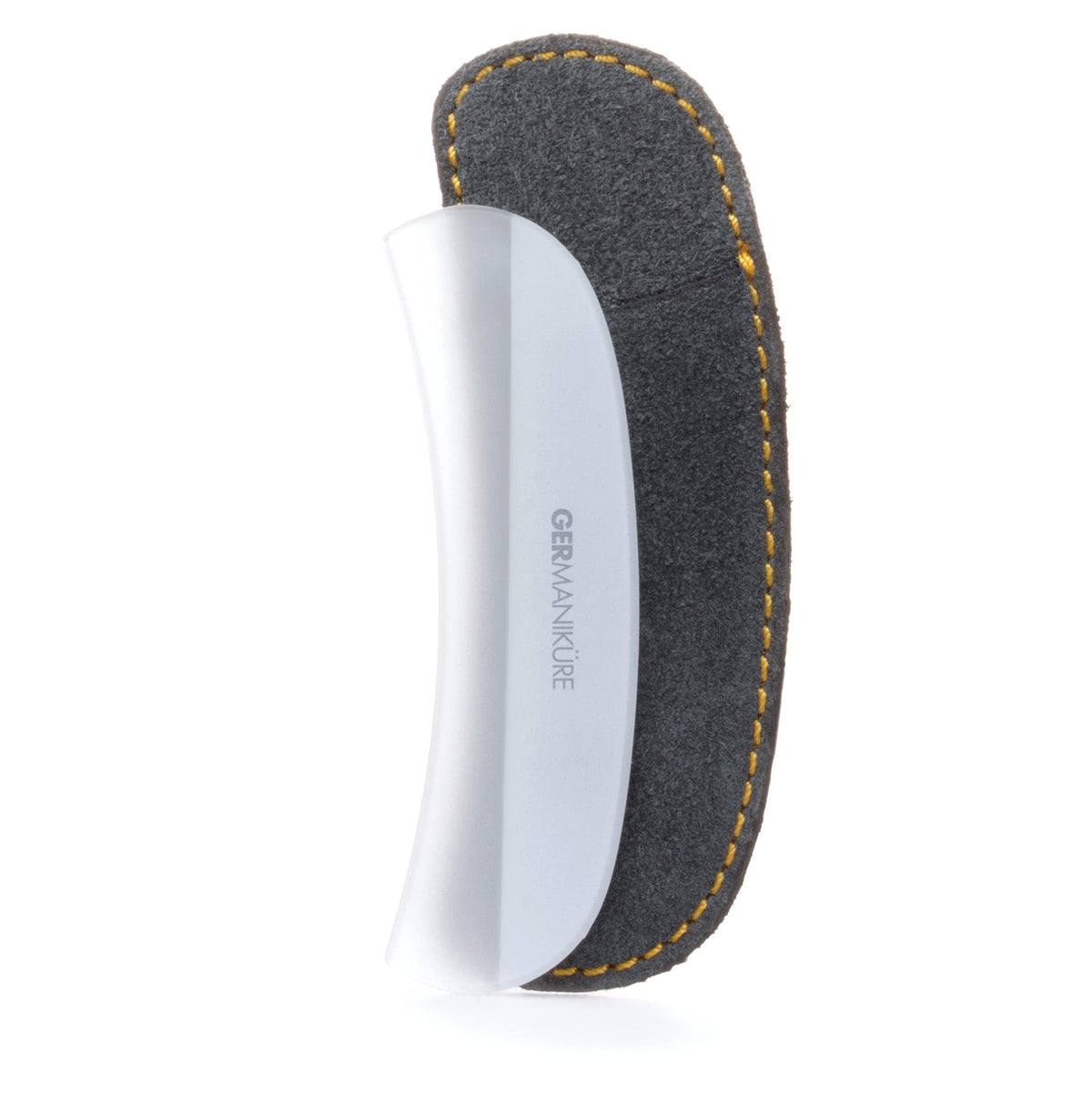 Compact suede case protects the file during travel and daily routines.
