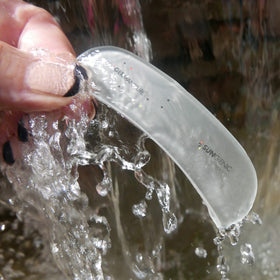 Surface permanently etched, avoiding wear from coating abrasives.