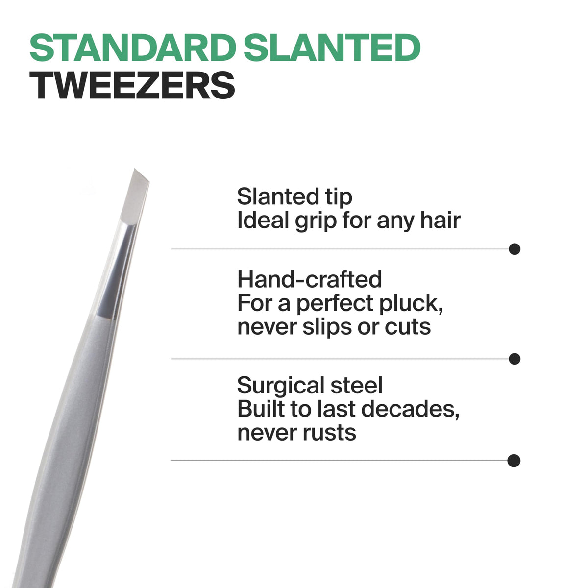 GERMANIKURE slanted tweezers with ultrafine tip for precise brow grooming