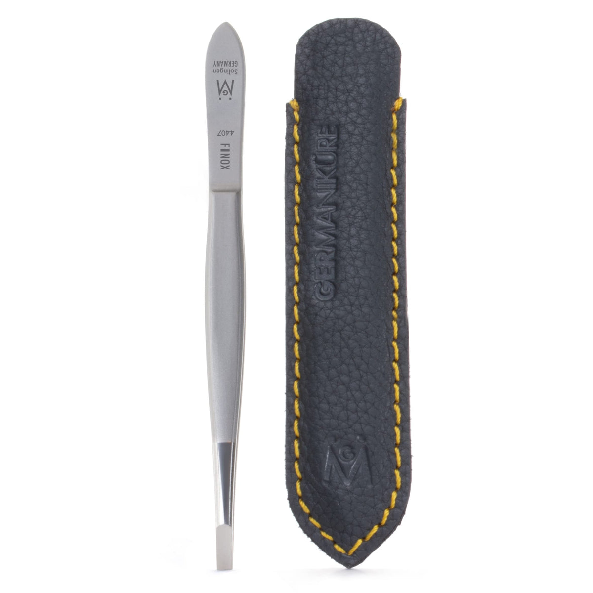 GERMANIKURE straight tweezers with precision tips for quick, accurate grooming.