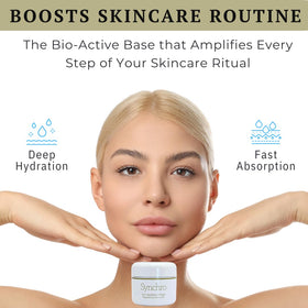 Close-up glow after applying Gernetic Synchro Cream for supple skin