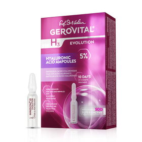 Gerovital Evolution hyaluronic serum bottle for daily hydration and routine use