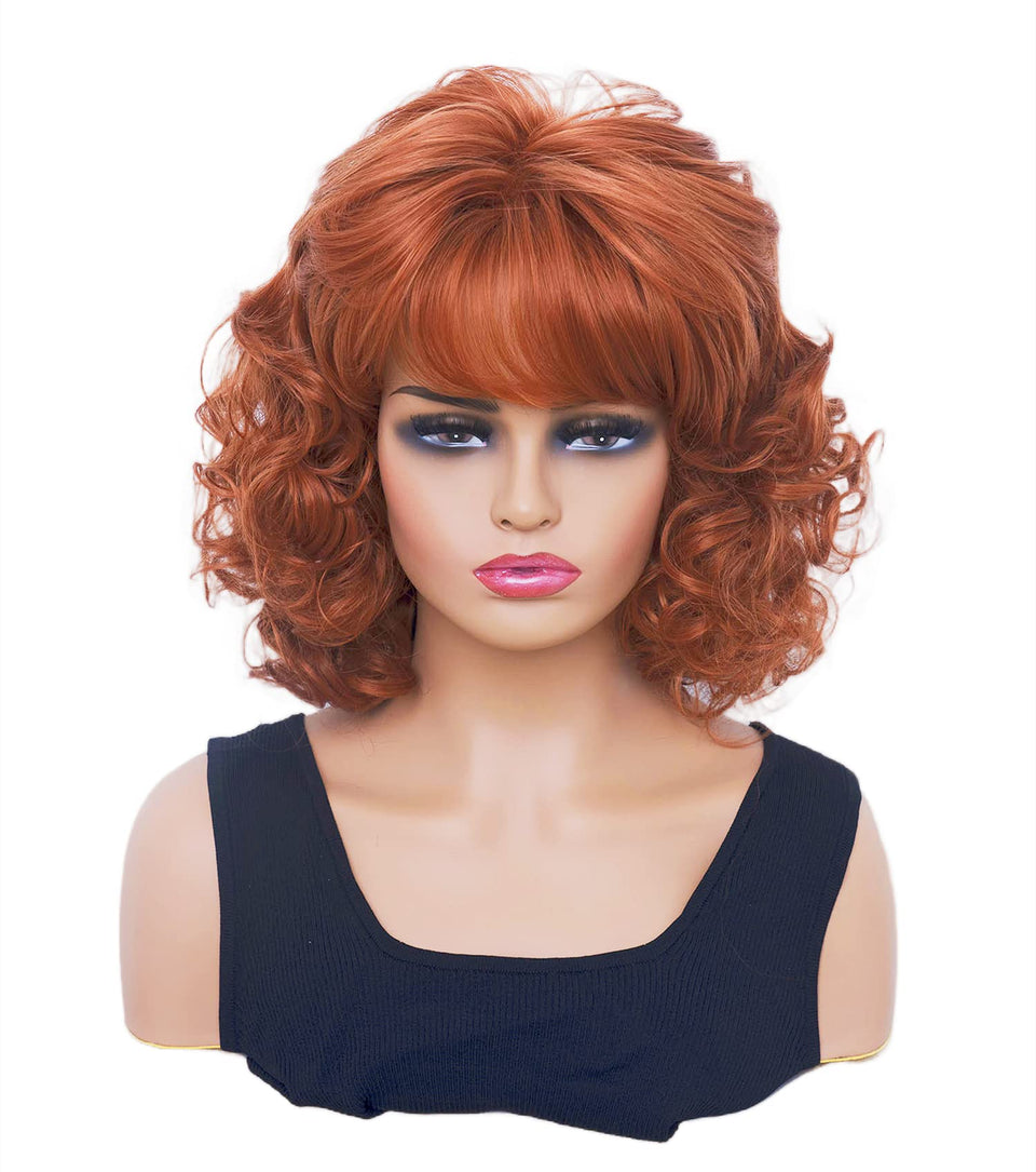 Gerulyss short copper red wig with bangs for a soft, daily-wear look