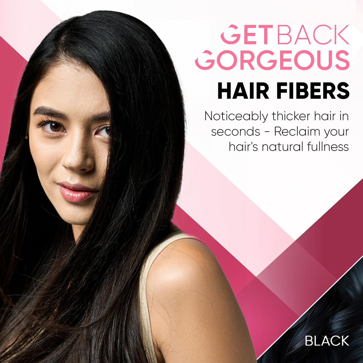 Get Back Gorgeous Hair Fibers dry hair application demonstrates fast concealment