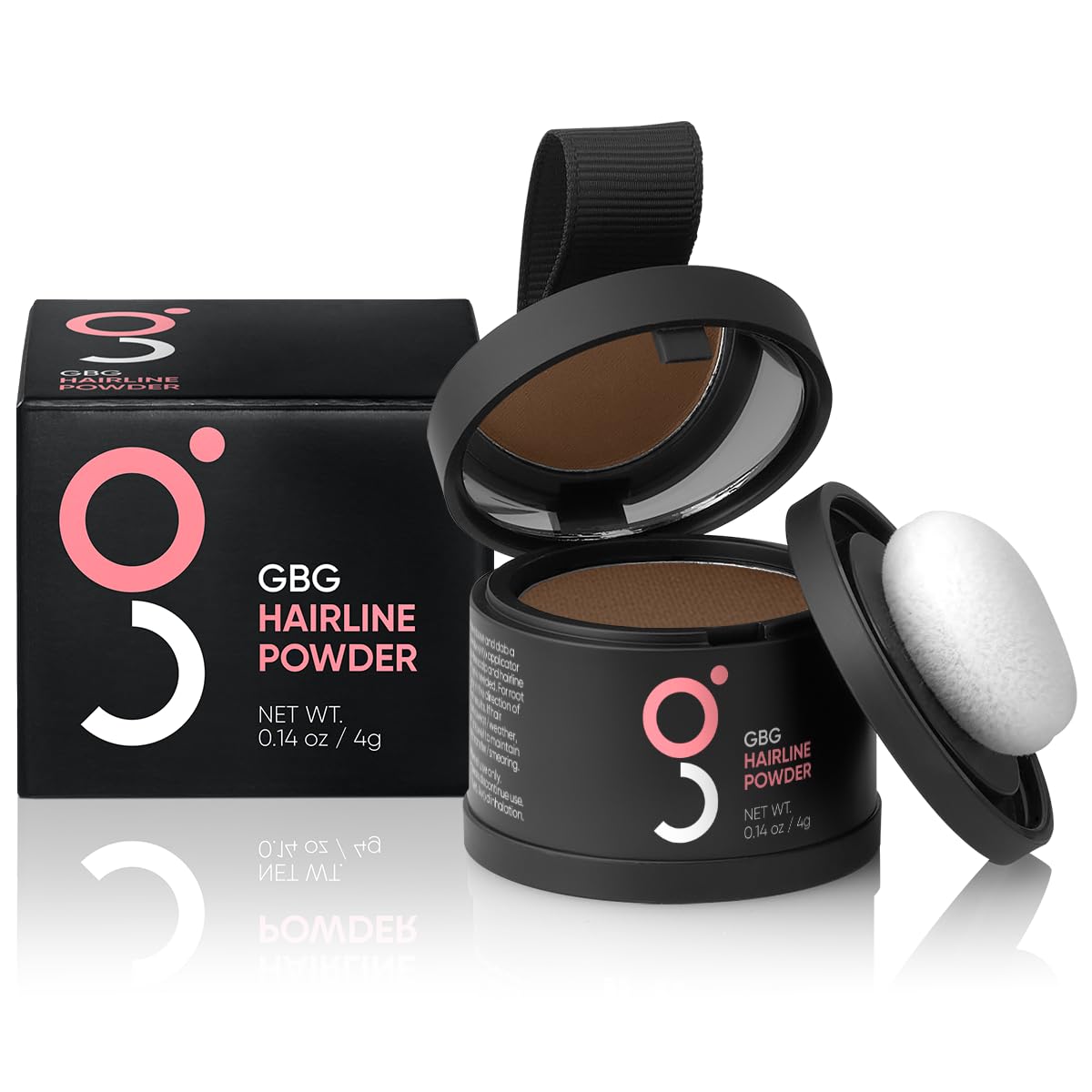 Get Back Gorgeous Hairline Powder bottle close-up for seamless root coverage.