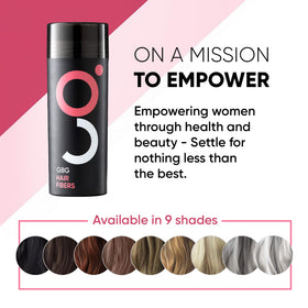 Get Back Gorgeous GBG Hair Fibers packaging-closeup signals cruelty-free, paraben-free formulation.