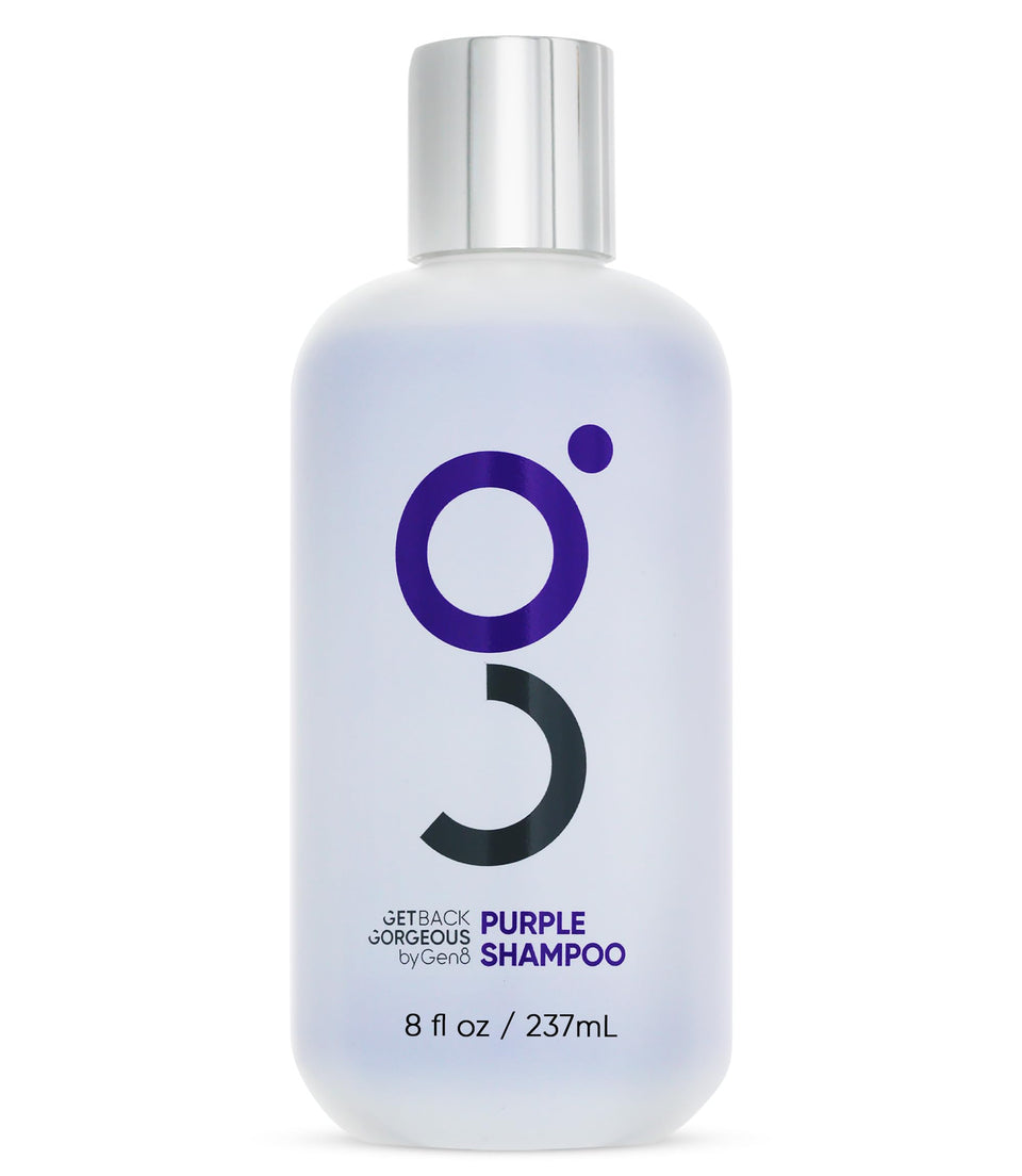 Get Back Gorgeous Purple Shampoo bottle front, ideal for maintaining cool blonde tones