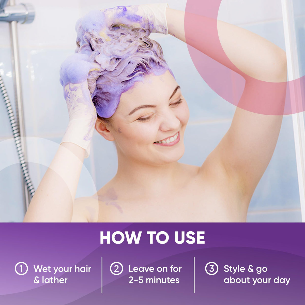 Get Back Gorgeous Purple Shampoo close-up shows purple pigments for color correction