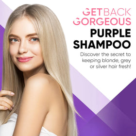 Get Back Gorgeous Purple Shampoo being lathered to tone brassiness and cleanse