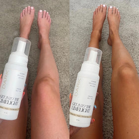 Get Into The Limelight Original Dark Self Tanner hands applying demonstrates even coverage.