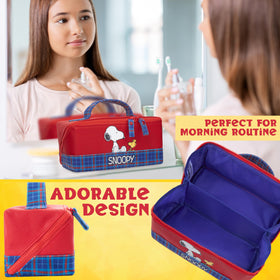 Get Trend Peanuts Snoopy Toiletry Bag interior compartments for skincare and makeup