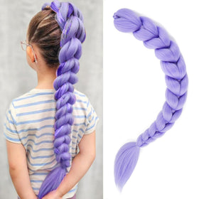 GetGal purple braiding ponytail, 28 inches, ideal for cosplay and parties.