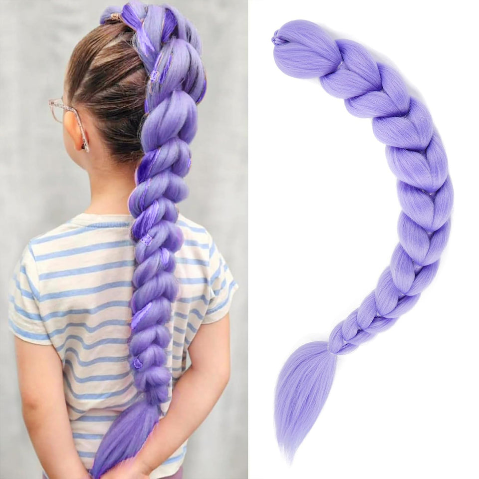 GetGal purple braiding ponytail, 28 inches, ideal for cosplay and parties.