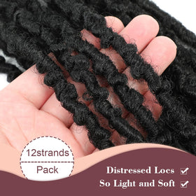 GetGal butterfly locs 24inch distressed texture closeup: authentic faux loc appearance