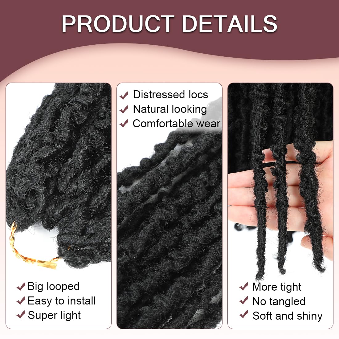 GetGal butterfly locs 24inch lightweight fibers: comfortable all-day wear
