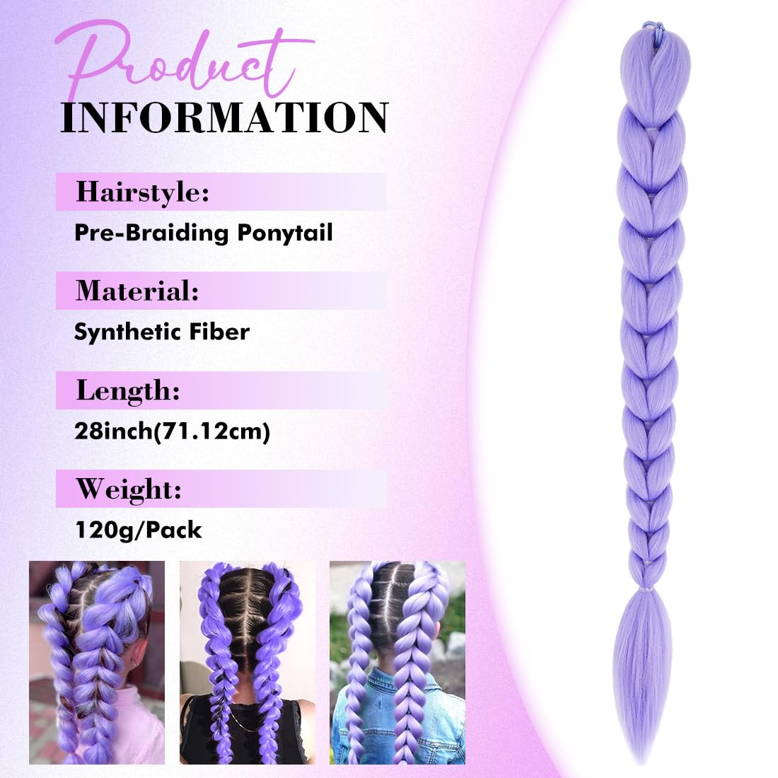 GetGal pre-styled braid ponytail with heat-resistant fiber for quick looks.