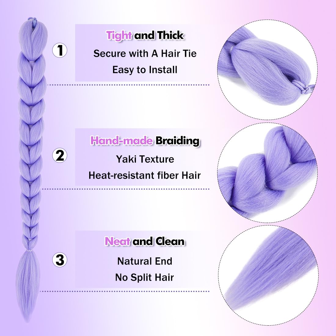 GetGal synthetic braid extension made from low-temperature fiber for natural blending.