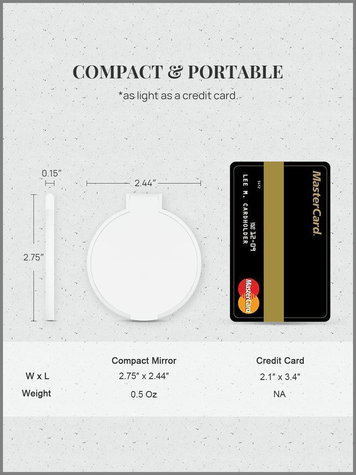 Getinbulk round compact mirror close-up, ultra-light pocket companion for everyday reflections.