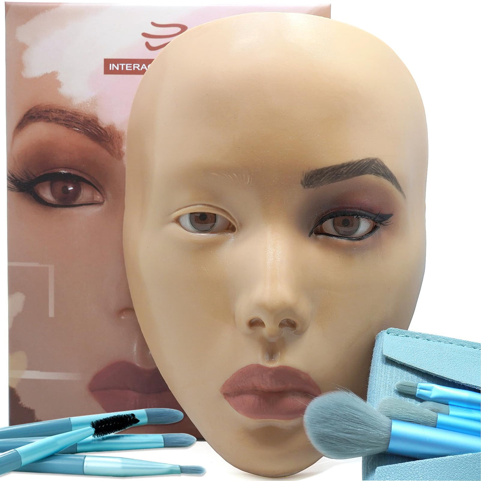 getpuchra 5D makeup practice face board showing lifelike silicone texture for realistic practice
