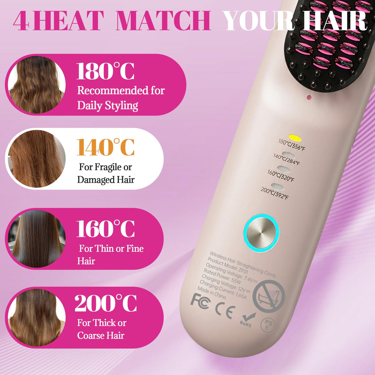 GEVOODIX cordless straightening brush anti-scald teeth improve styling safety