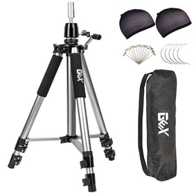 GEXWORLDWIDE 63-inch mannequin tripod stand provides sturdy wig block support.