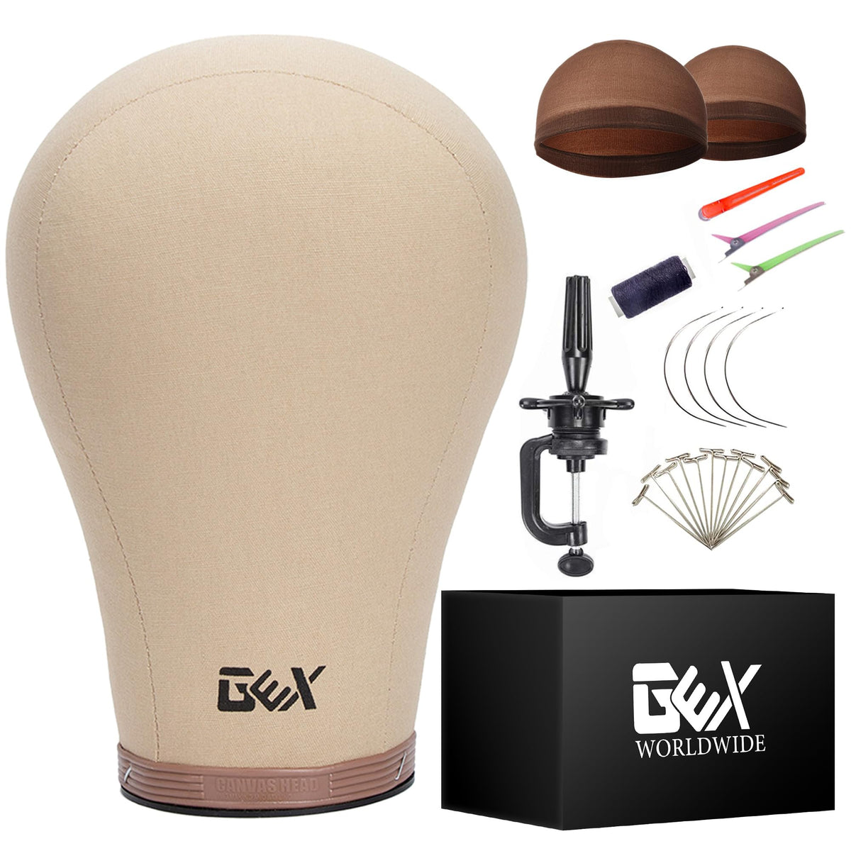 GEXWORLDWIDE GEX cork canvas head front view for wig fitting and grip