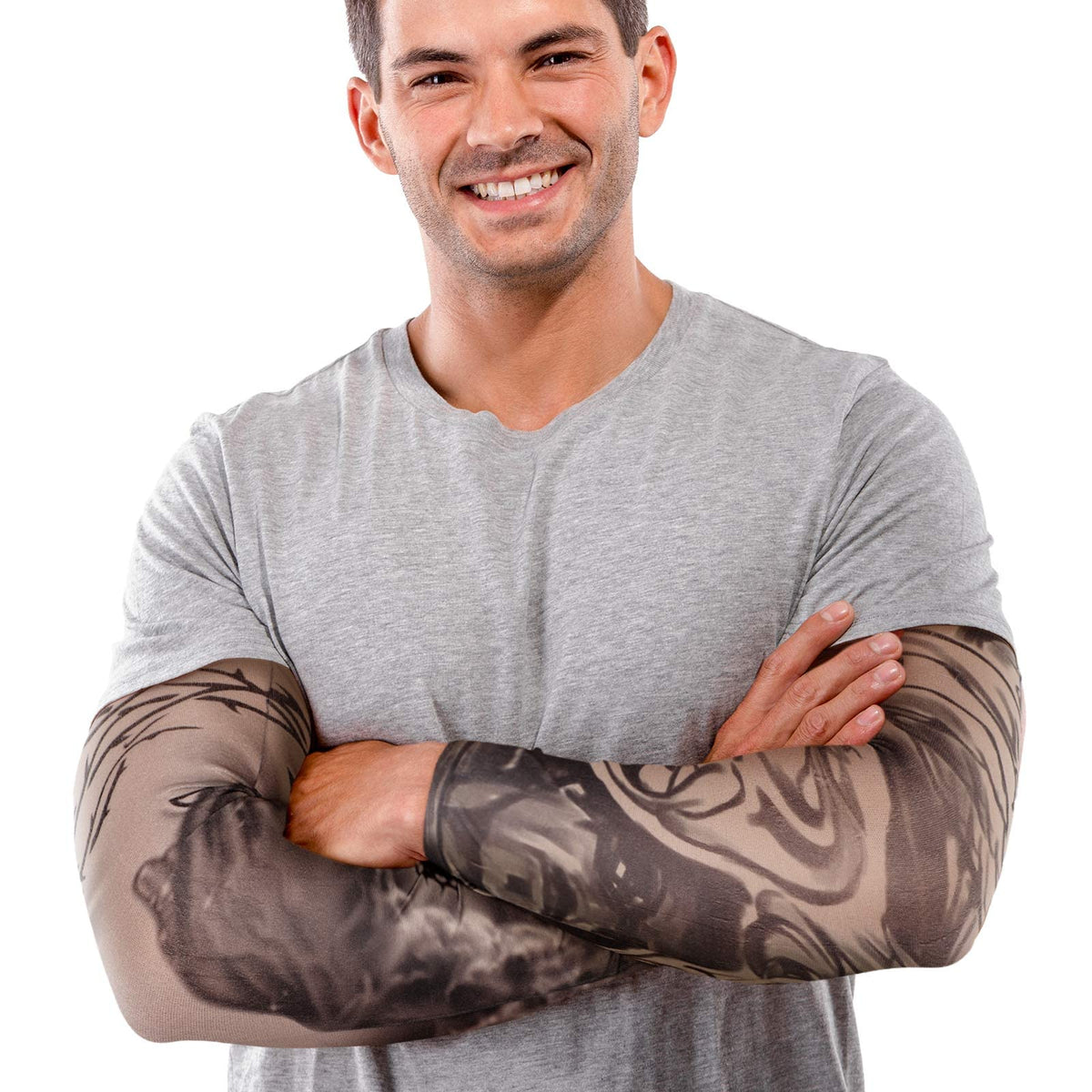 Geyoga dragon tattoo sleeve adds bold color and sun protection.